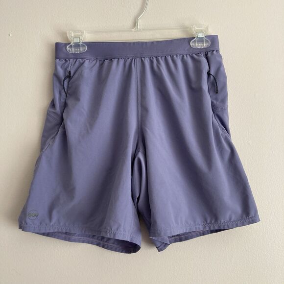 Janji Traverse 2-in-1 Running Shorts Mens Small Blue Purple Lined 7" Inseam - Picture 1 of 8